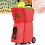 JXQKJ Tennis Ball Thrower Machine – Remote & APP Control, 100 Ball Capacity, Portable Tennis Ball Launcher (Red)