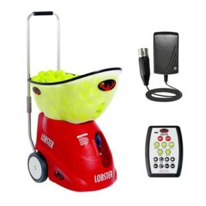 Lobster Sports Elite Grand Four Tennis Ball Machine – Digital Control, 80 MPH, 6 Drills, 150 Ball Capacity, Remote Included