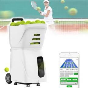MAHWER Tennis Ball Tosser for Self-Play Ball Launcher Beginners/Kids/Coaches/Home-Court, Accurate Efficient Feed for All-Levels Ages(White)