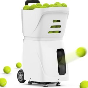 Portable Automatic Ball Launcher Tennis Practice Equipment, Mobile App Control,100 Large Capacity, for All Tennis Players Lovers(White)
