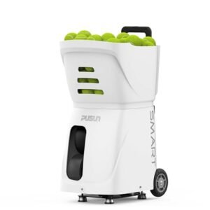 PT-Smart Portable Tennis Ball Machine – Automatic Trainer with Adjustable Speed, Angle, and Serve Interval, 100-Ball Capacity, Remote Control –...